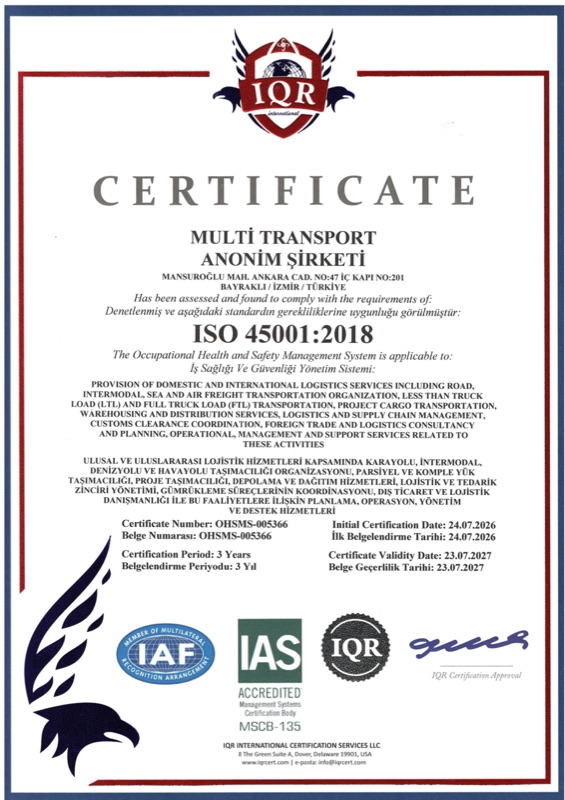 ISO 45001:2018 certificate